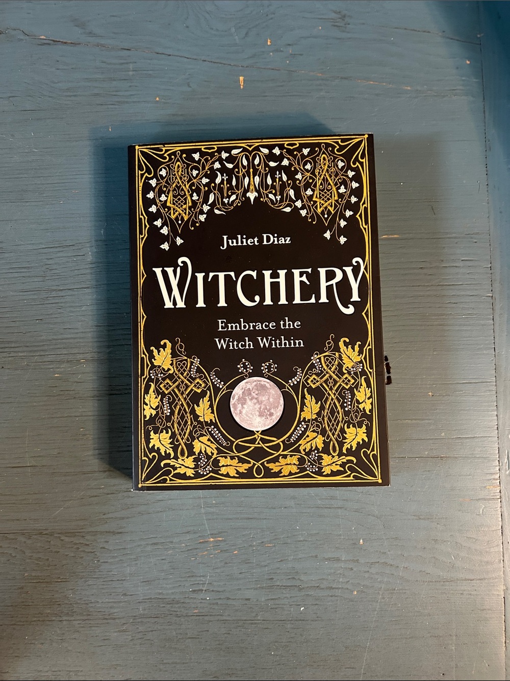 Witchery Paperback Book with Juliet Diaz – Black and Gold Cover w/Moon Halloween